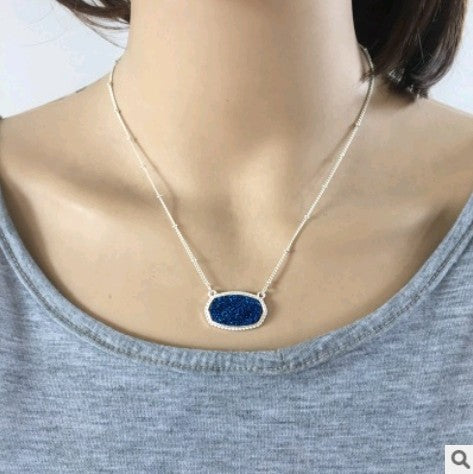 Electroplated silver resin alloy necklace short necklace chain plating effect color resin necklace