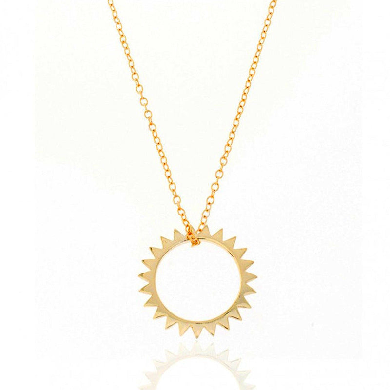 S925 Silver Fashion Simple Clavicle Necklace Necklace Sunlight Ring Pendant Female Necklace